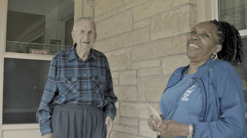 Goodwill Home Delivered Meals Driver Regenia Thomas-Love and Meal Recipient Loyal R