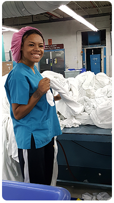 Working with Goodwill Laundry for just over a year, Jayja is already one of our top performers