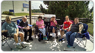 Goodwill Adult Day Care participants enjoying their new patio
